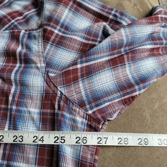 Vtg Wrangler Pearl Snap Button Up Shirt Mens 2XL Blue Plaid Western Cowboy Farm - Picture 7 of 9